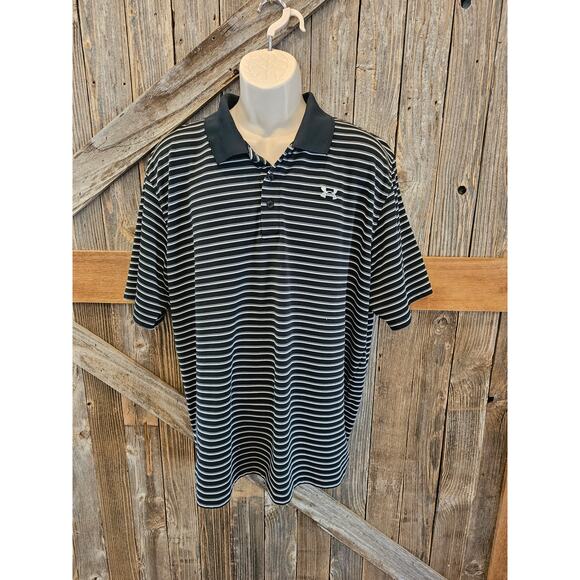 Under armour size XXL 2XL mens polo striped performance EUC short sleeve active - Picture 1 of 7